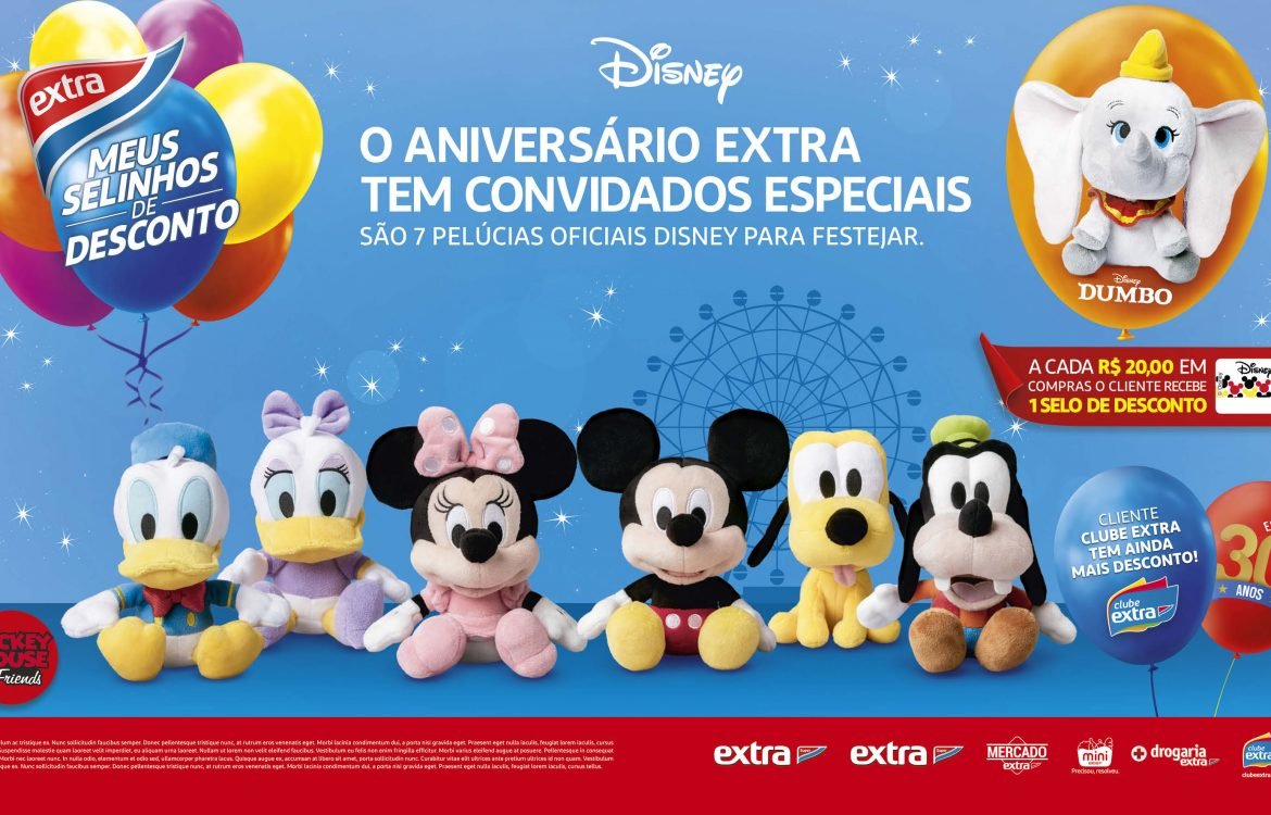 Extra celebra aniversário de 30 anos com Pelúcias Disney