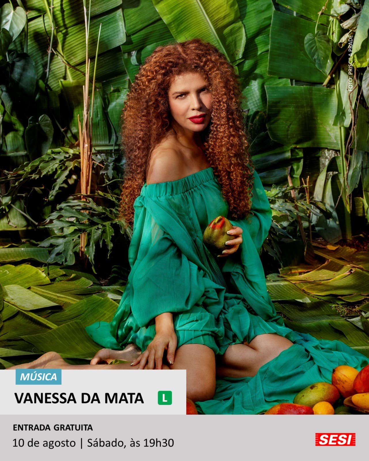 Vanessa da Mata se apresentará em show gratuito no SESI Itapetininga