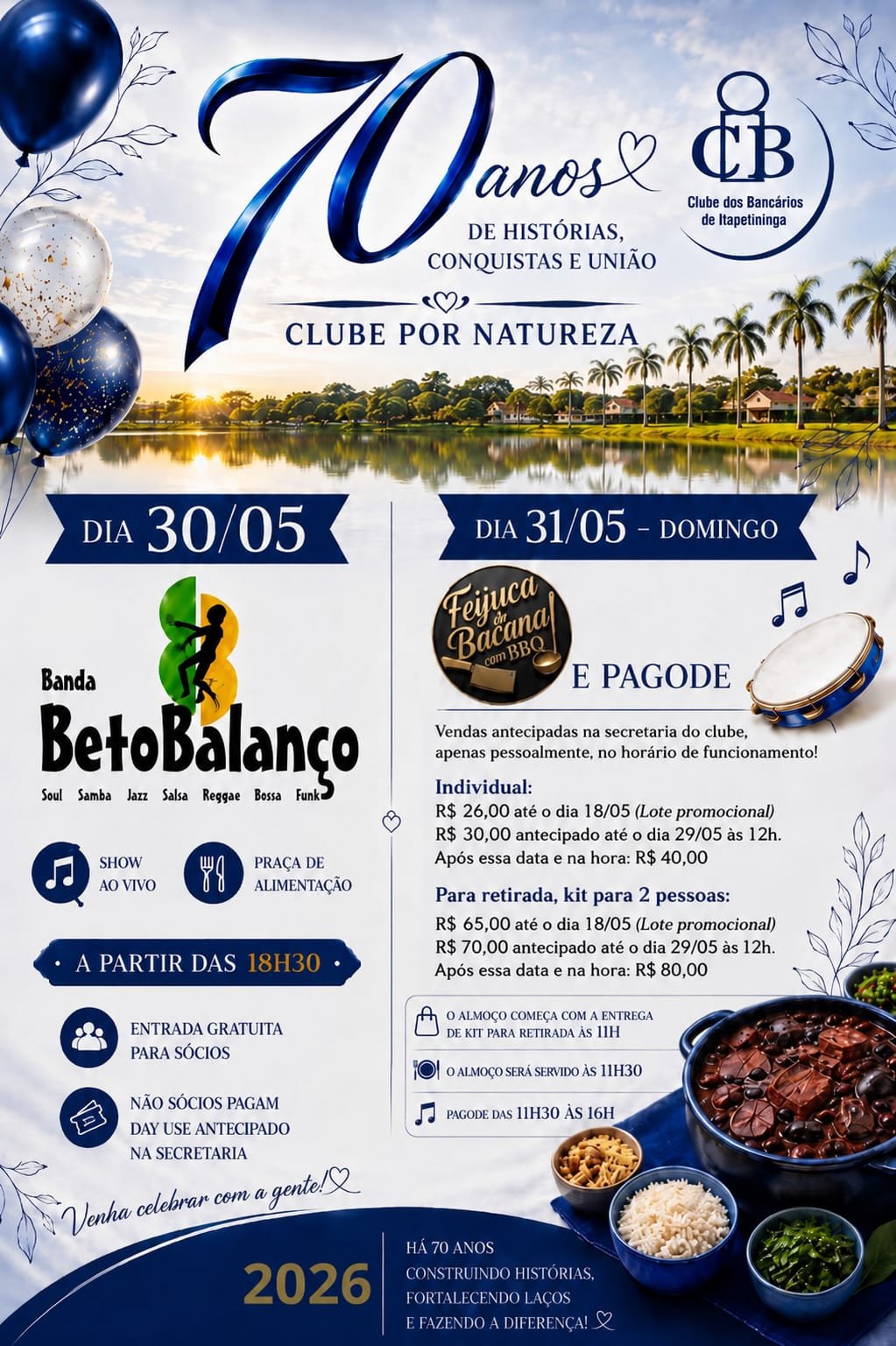 Clube dos Bancários de Itapetininga celebra 70 anos festa para associados e visitantes - Divulgação